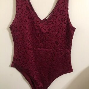 Painted Threads Burgundy Lace Bodysuit